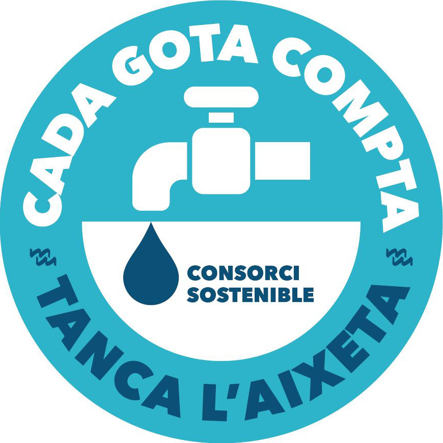 Adhesiu de la campanya «Cada gota compta · Tanca l’aixeta»
